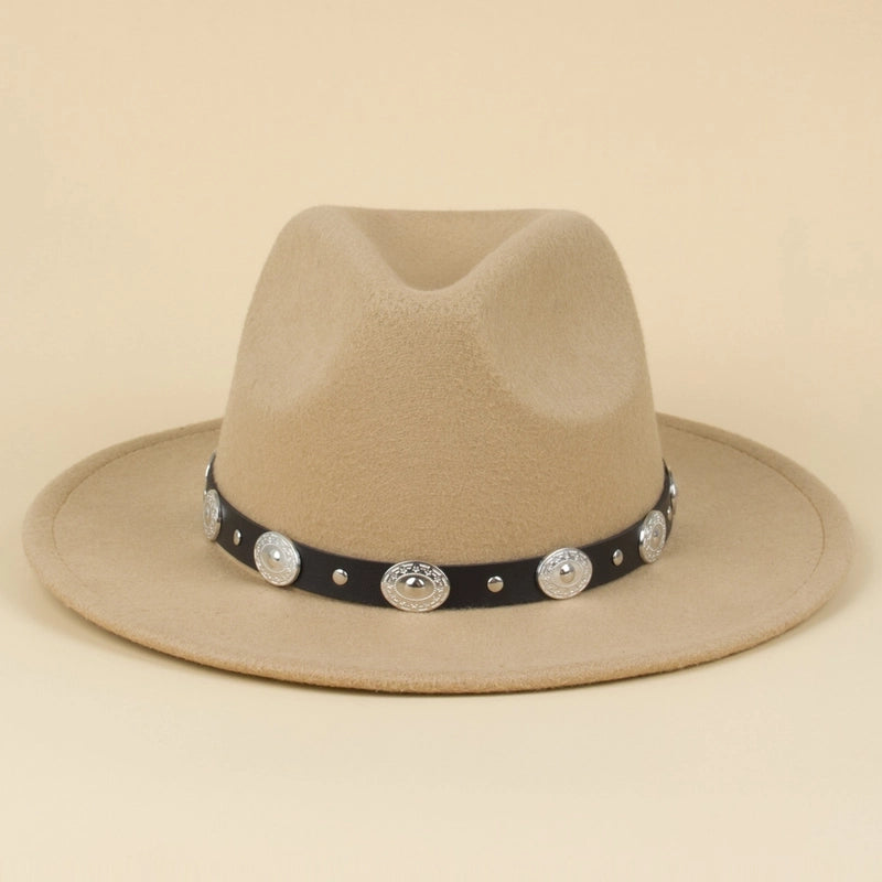 Silver Buckle Jazz Hat Punk Western Cowboy Hat Star Pattern Hat Five-pointed Star Small Hat Spot