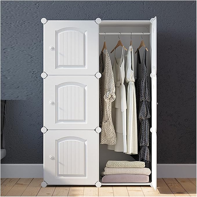 3D 6 Cube Rack With Hanger . Portable Wardrobe for Clothes