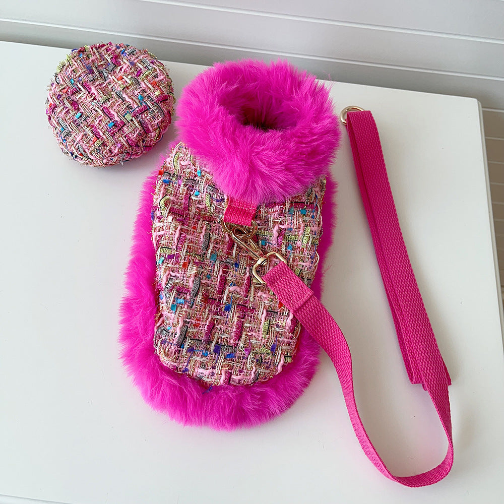Plaid Dog Cape Harness with Leash&Hat
