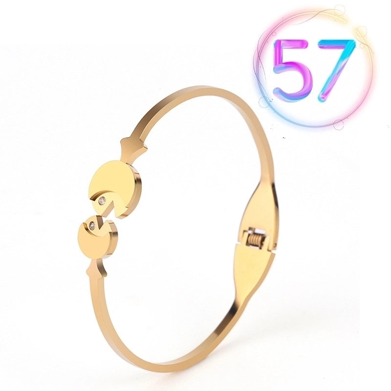 2 Pieces Fashion Geometric Stainless Steel Plating Zircon Bangle