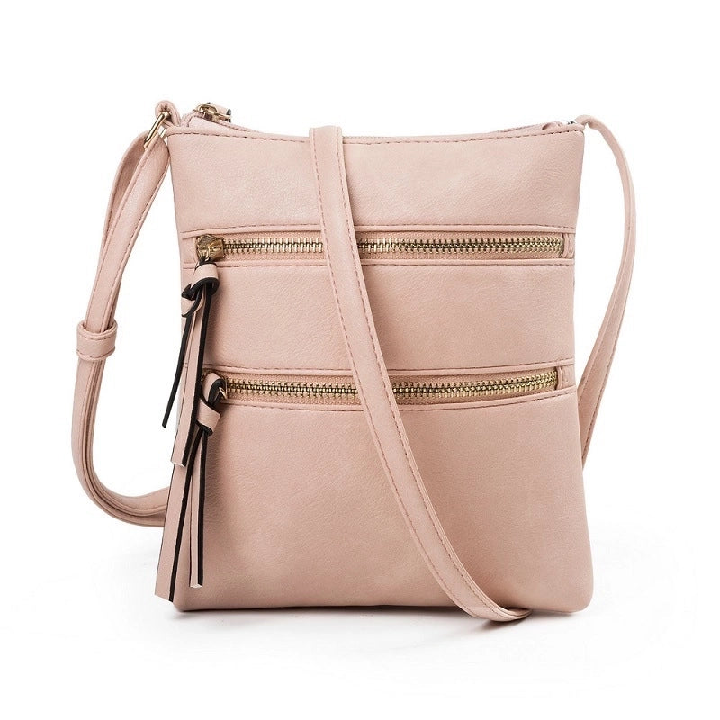 Women's Small Pu Leather Solid Color Fashion Square Zipper Crossbody Bag