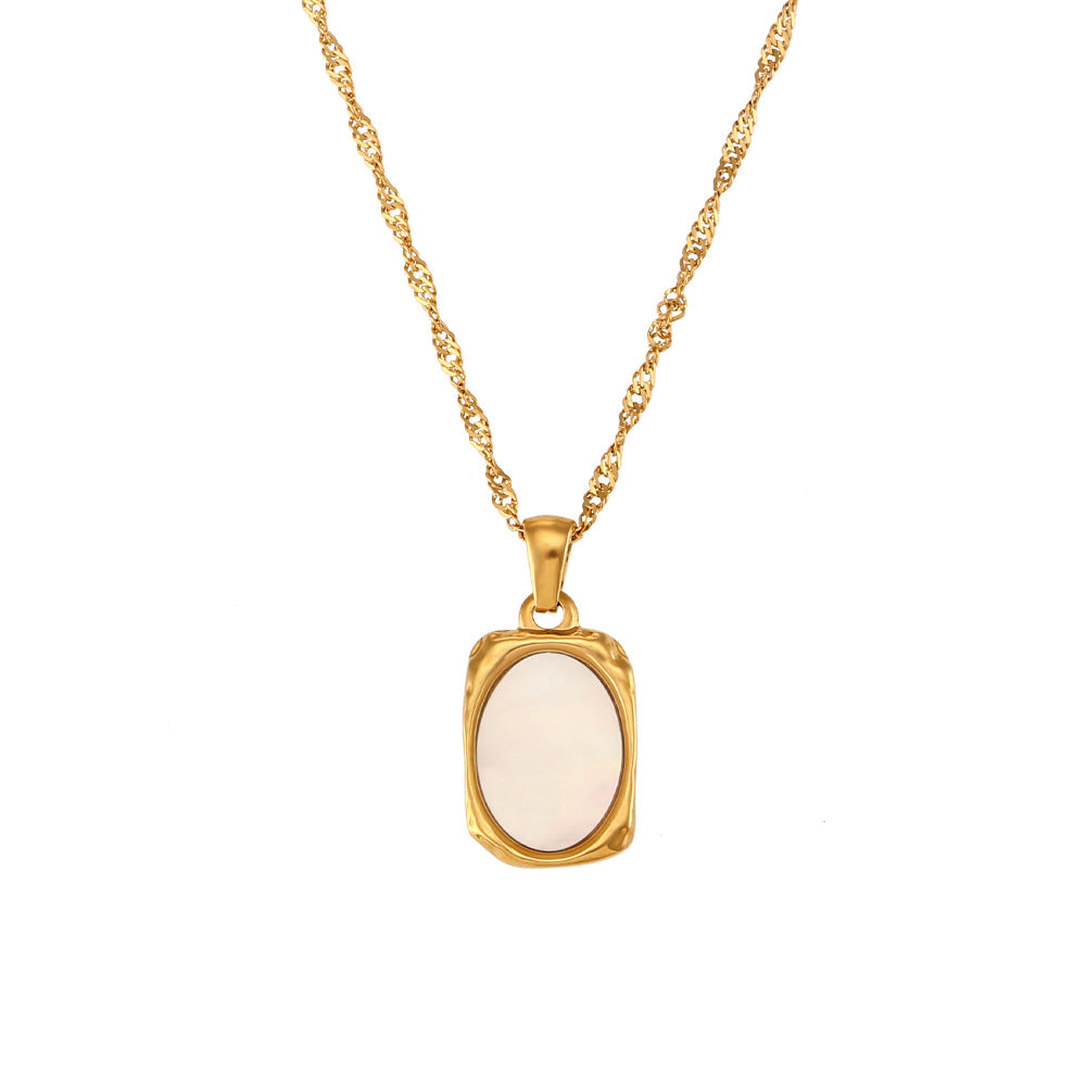 Fashion Quadrilateral Geometric Stainless Steel 18K Gold Plated Necklaces