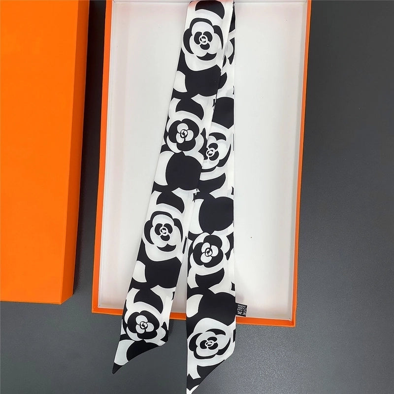 Women's Elegant Flower Satin Printing Silk Scarf