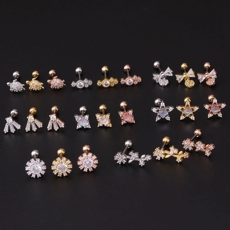 Ear Cartilage Rings & Studs Geometric Copper Plating Artificial Gemstones