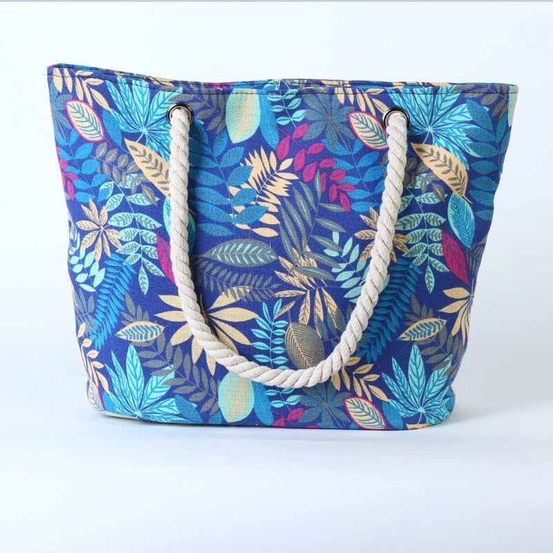 Women's Large Canvas Geometric Vintage Style Open Shoulder Bag