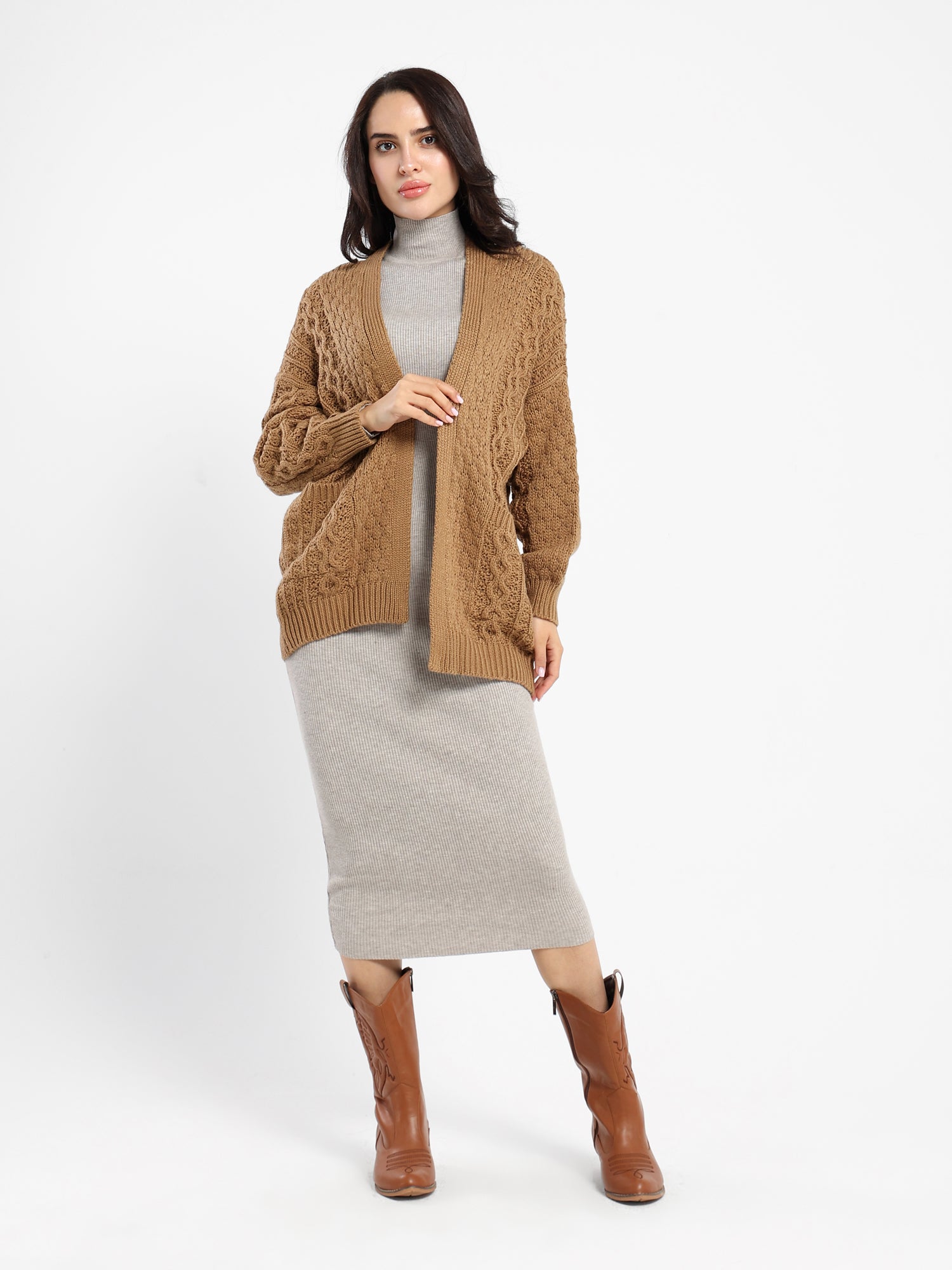 Textured Medium Length Cardigan
