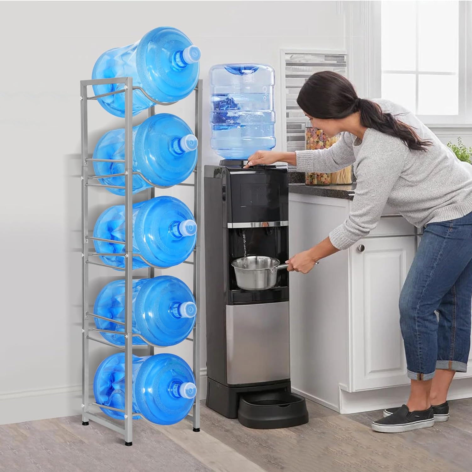 5 Layer Bottle Rack. Metal Water Bottle Holder Storage Rack