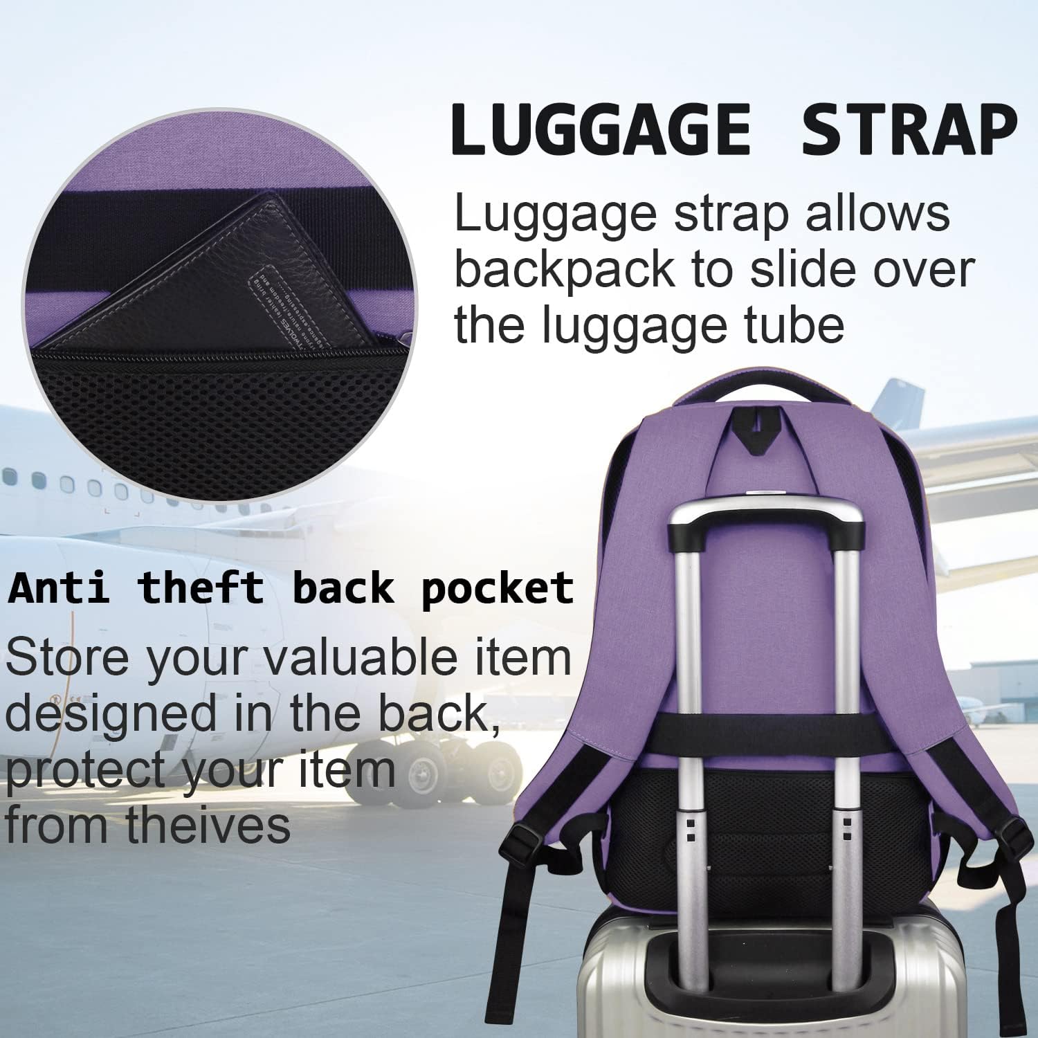 Laptop Backpack,Business Travel Anti Theft Slim Durable Laptops Backpack with USB Charging Port,Water Resistant College Computer Bag for Women & Men Fits 15.6 Inch Laptop and Notebook - Black