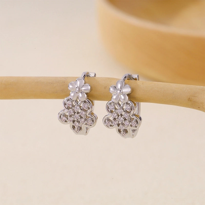 1 Pair Basic Minimalist Geometric Inlay Copper Zircon Earrings