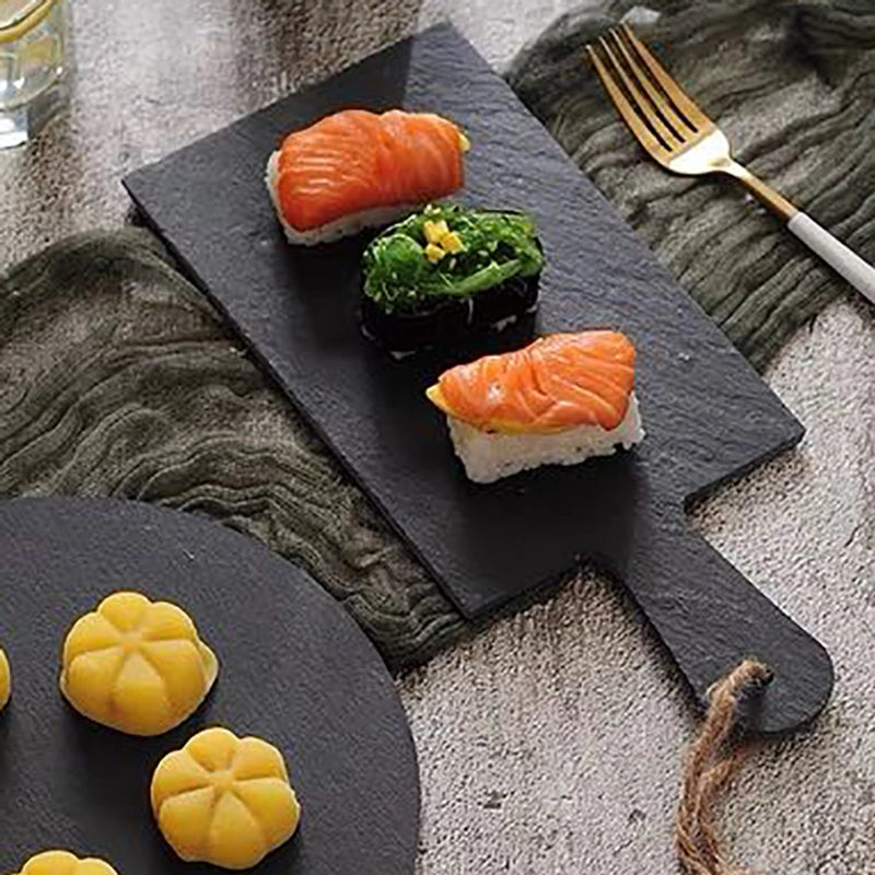 Slate Dinner Plate Dessert Sushi Plate Western Food Black Slate Plate Tableware Flat Plate Barbecue Steak Plate