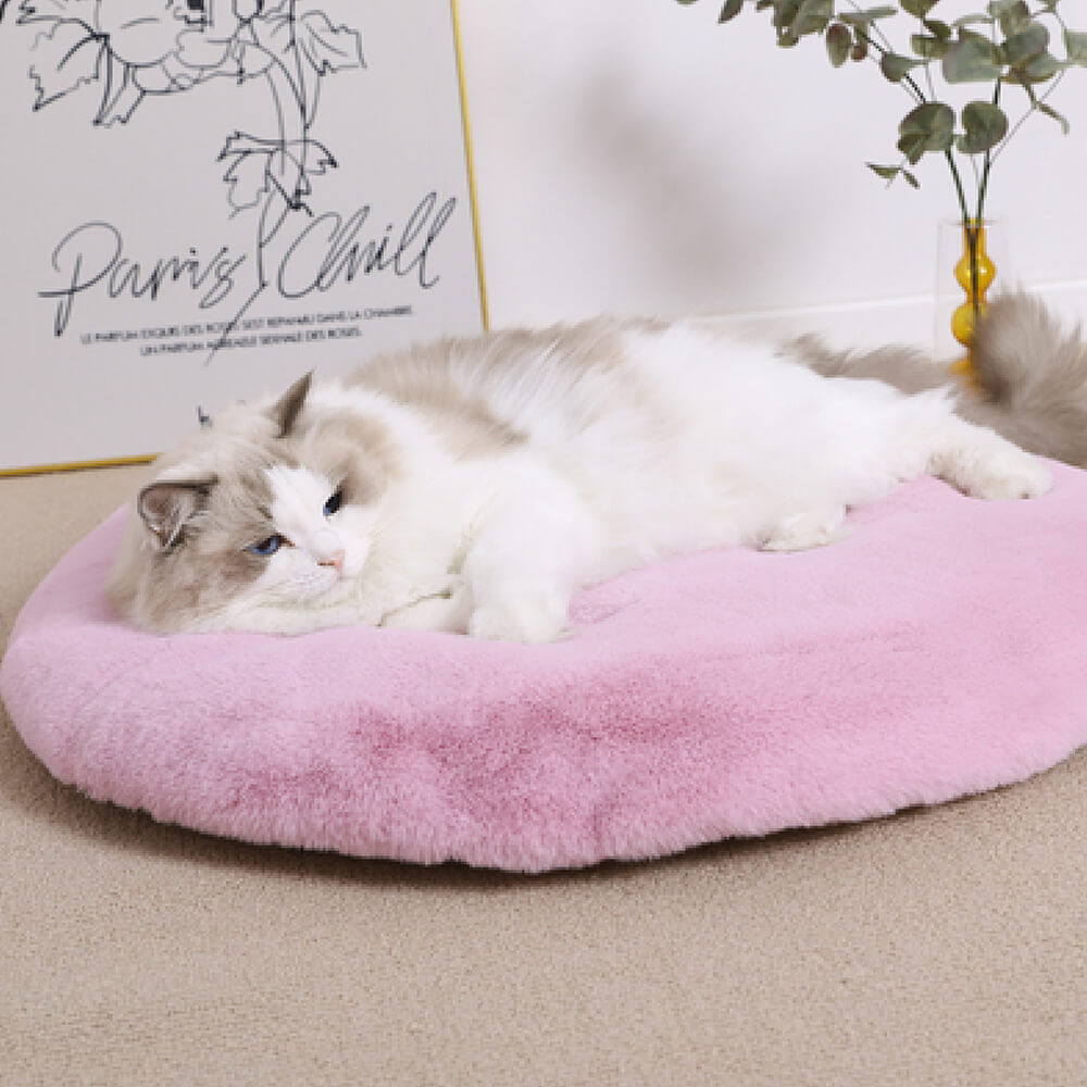 Super Soft Handmade Imitation Fur Round Fluffy Pet Fuzzy Mat