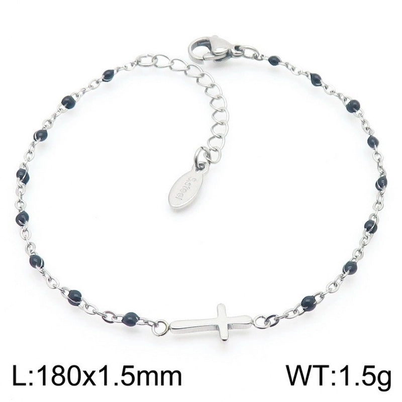 Minimalist Classic Style Cross Titanium Steel 18K Gold Plated Bracelets In Bulk