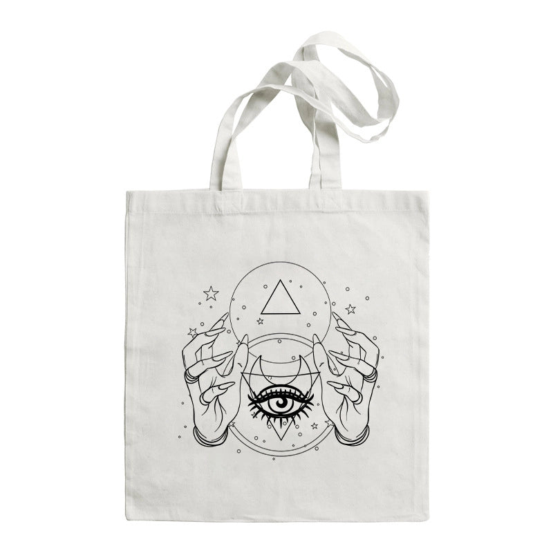 Unisex Large Canvas Devil's Eye Streetwear Square Open Tote Bag