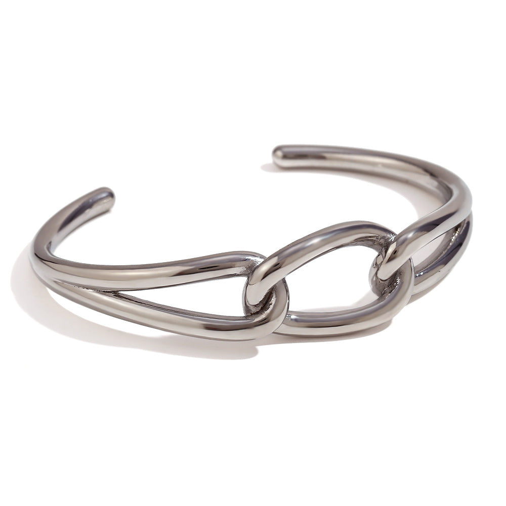 5 Pieces Minimalist Circle Stainless Steel 18K Gold Plated Bangles