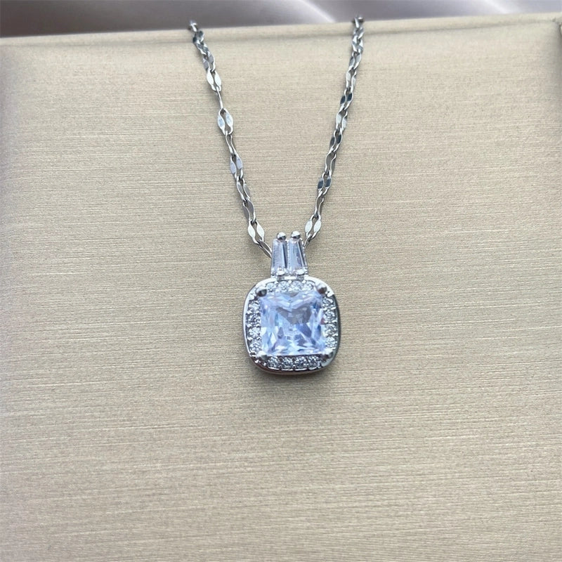 Vintage Style Geometric Stainless Steel Plating Inlay Zircon Pendant Necklace