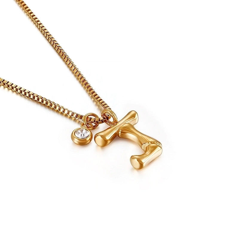 Titanium Steel 18K Gold Plated Minimalist Commute Patchwork Letter Necklace