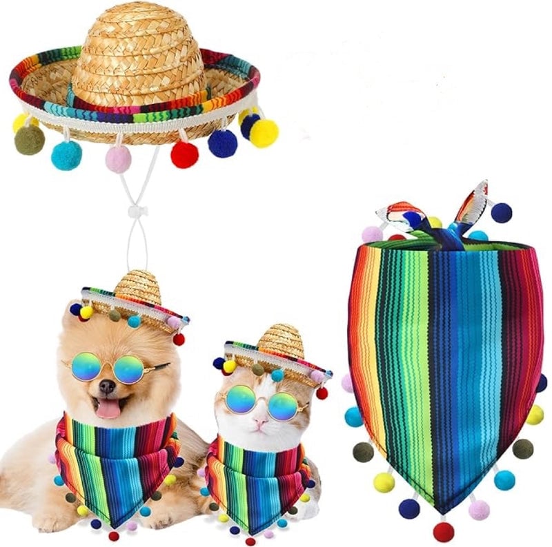 Cute Polyester Stripe Pet Saliva Towel Pet Hat