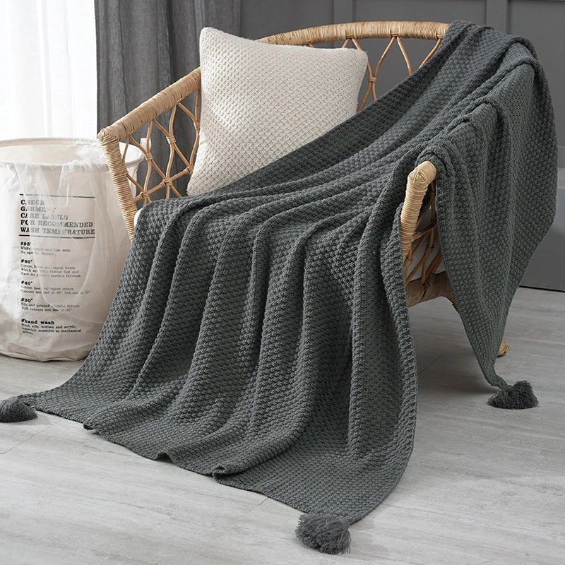 Elegant Solid Color Polyester Acrylic Blanket