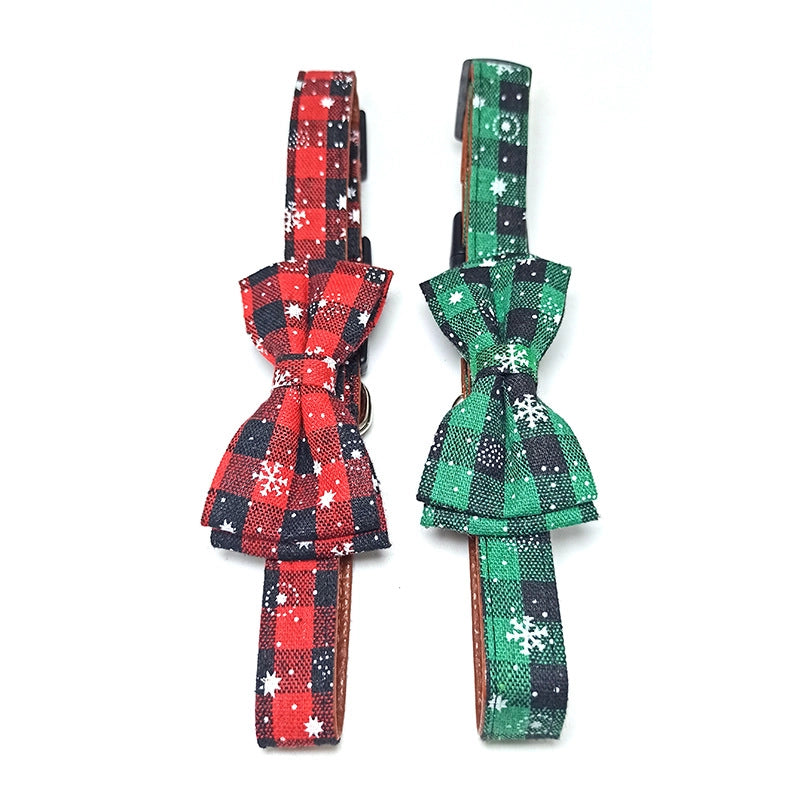Casual Cotton Polyester Christmas Lattice Pet Collar
