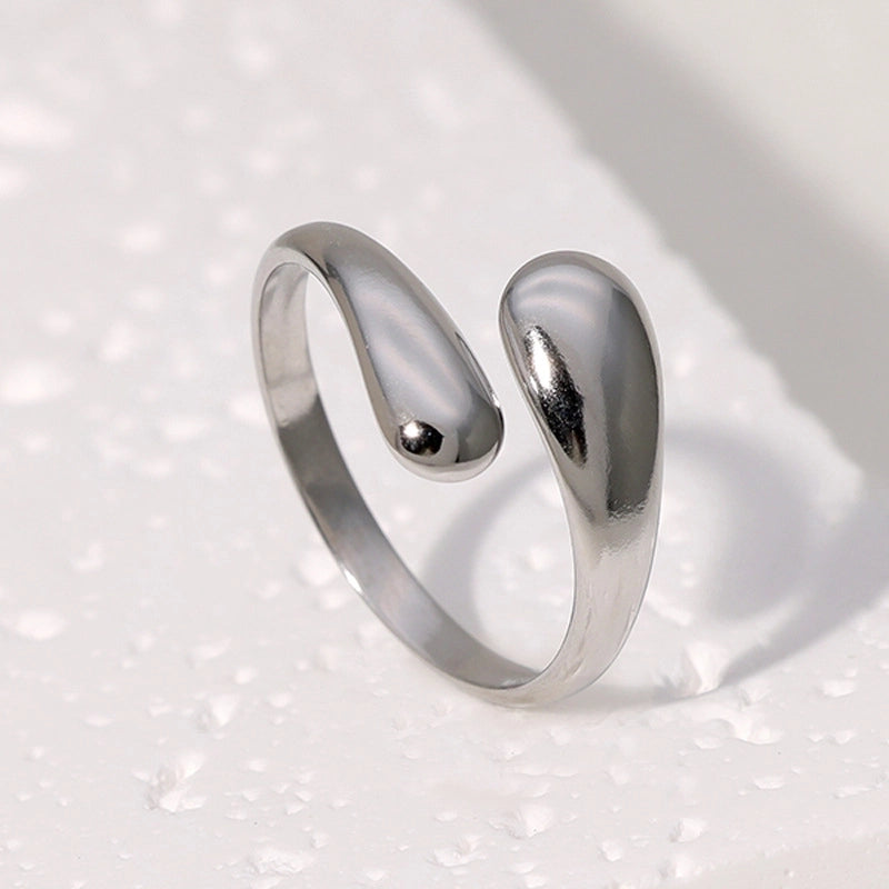 Casual Minimalist Geometric 304 Stainless Steel Hollow Out Inlay Open Rings