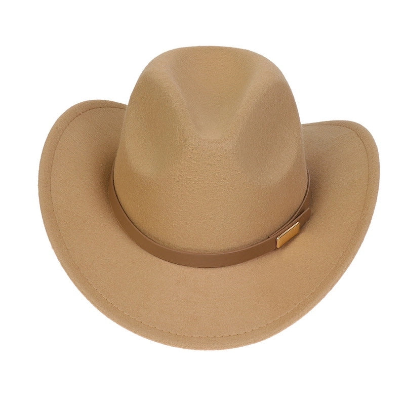 Tibetan Western Denim Top Hat Spring And Autumn New Jazz Hat Big Brim Five-pointed Star Belt Accessories Felt Hat For Men And Women