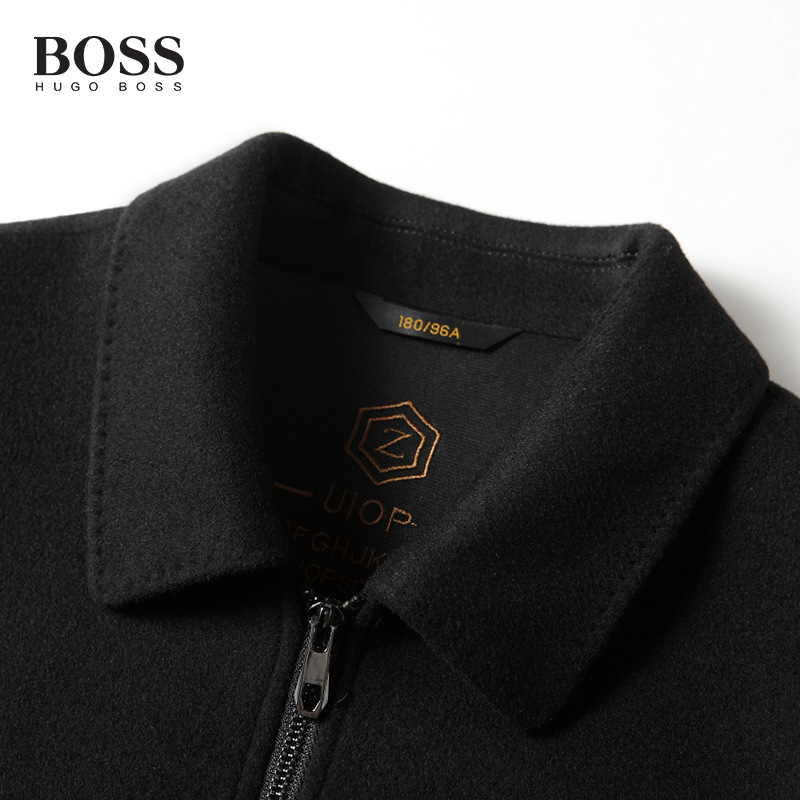 BOSS Luxury Men-s Lapel Handmade Double-faced Wool Casual Warm Jacket