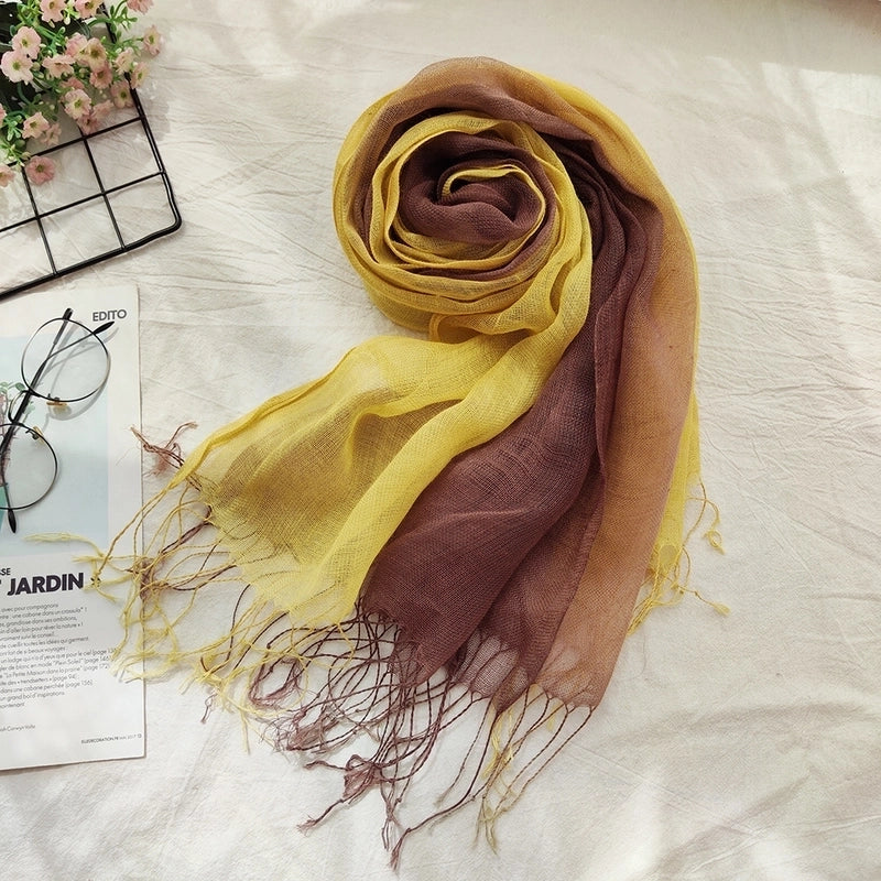 Women's Ethnic Style Solid Color Linen Silk Scarf