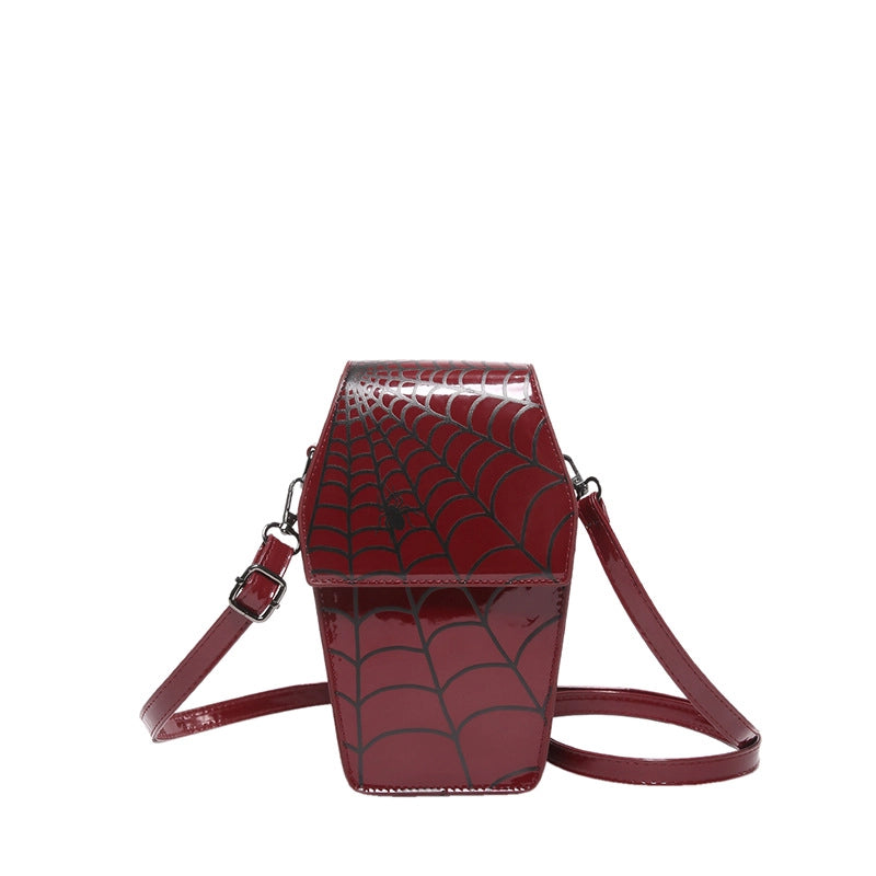 Halloween Women's Small Pu Leather Spider Web Vintage Style Streetwear Square Magnetic Buckle Shoulder Bag