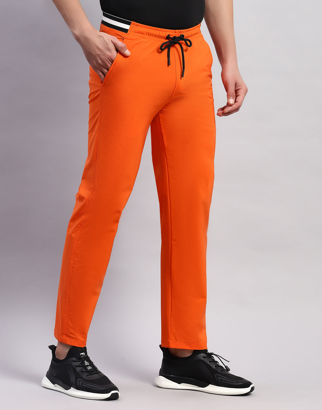 Men Orange Printed Smart Fit Lower