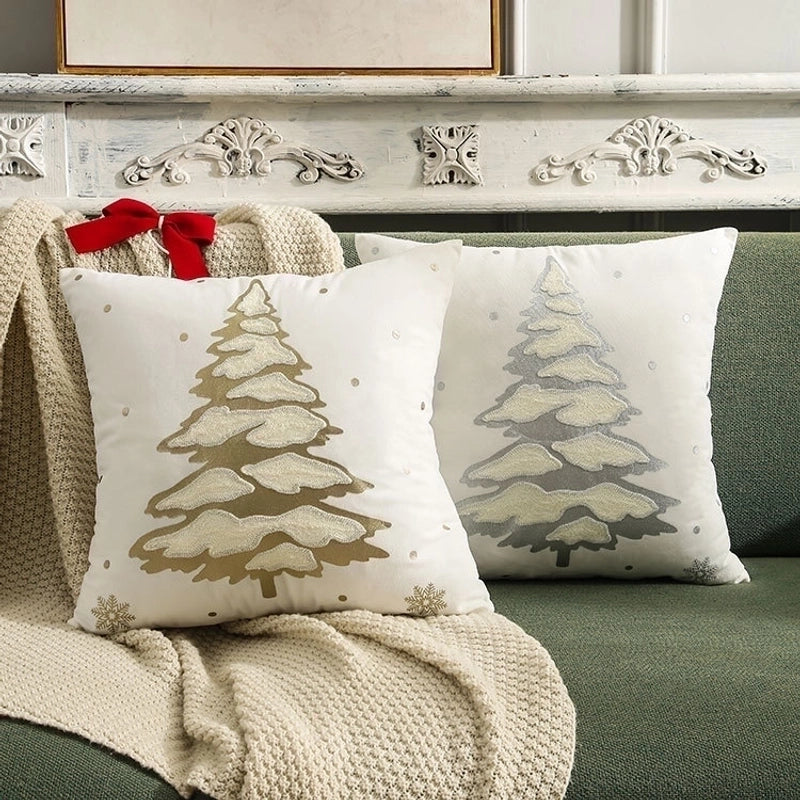 Fashion Christmas Tree Elk Short Plush Pillow Cases