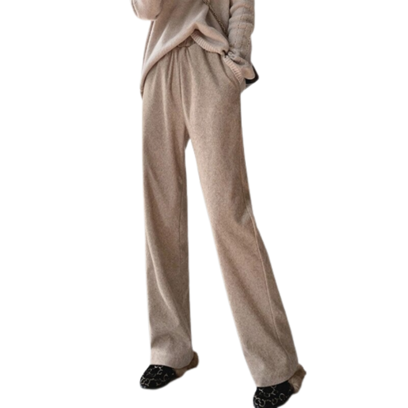 Knitted Straight Leg High Waist Loose Wide Woolen Pants