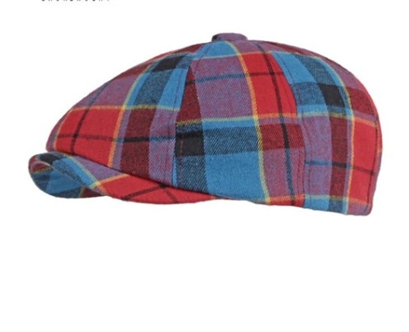 Men's Basic Retro British Style Plaid Curved Eaves Beret Hat