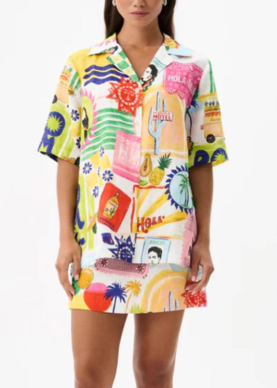 Vogue Print Shirts And Skirts Two Pieces Set Summer
