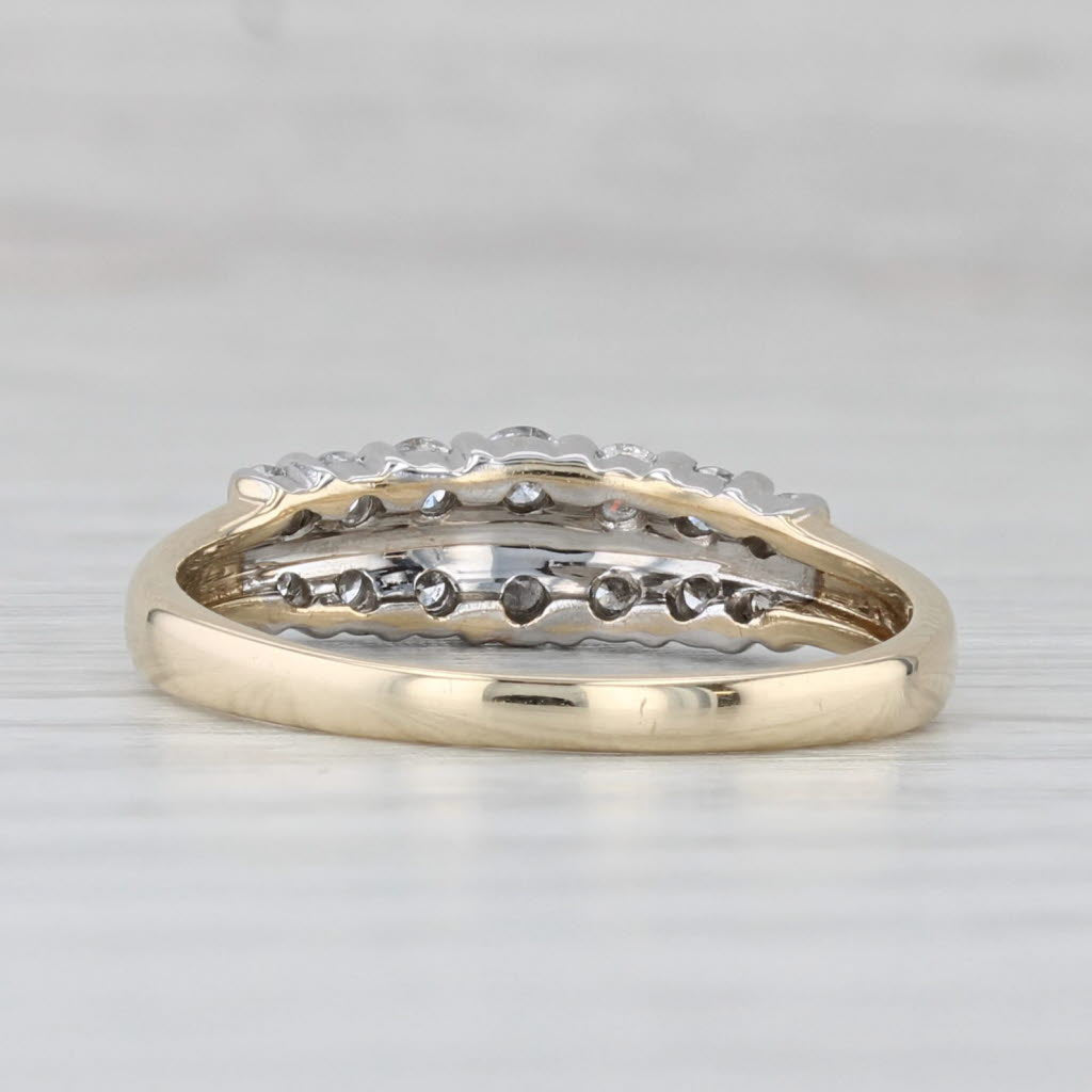 0.40ctw Diamond 2-Row Tiered Ring 14k Gold Size 7 Stackable Anniversary