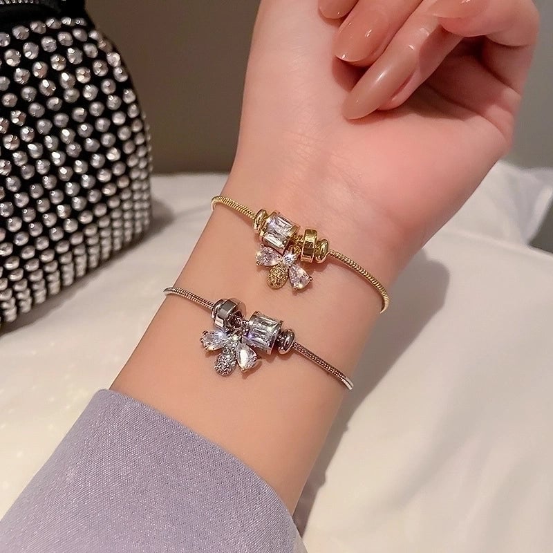 Minimalist Star Titanium Steel Metal Rhinestones Bracelets