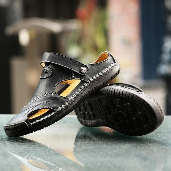 💥Large Size Soft Leather Men's Breathable Outdoor Sandals