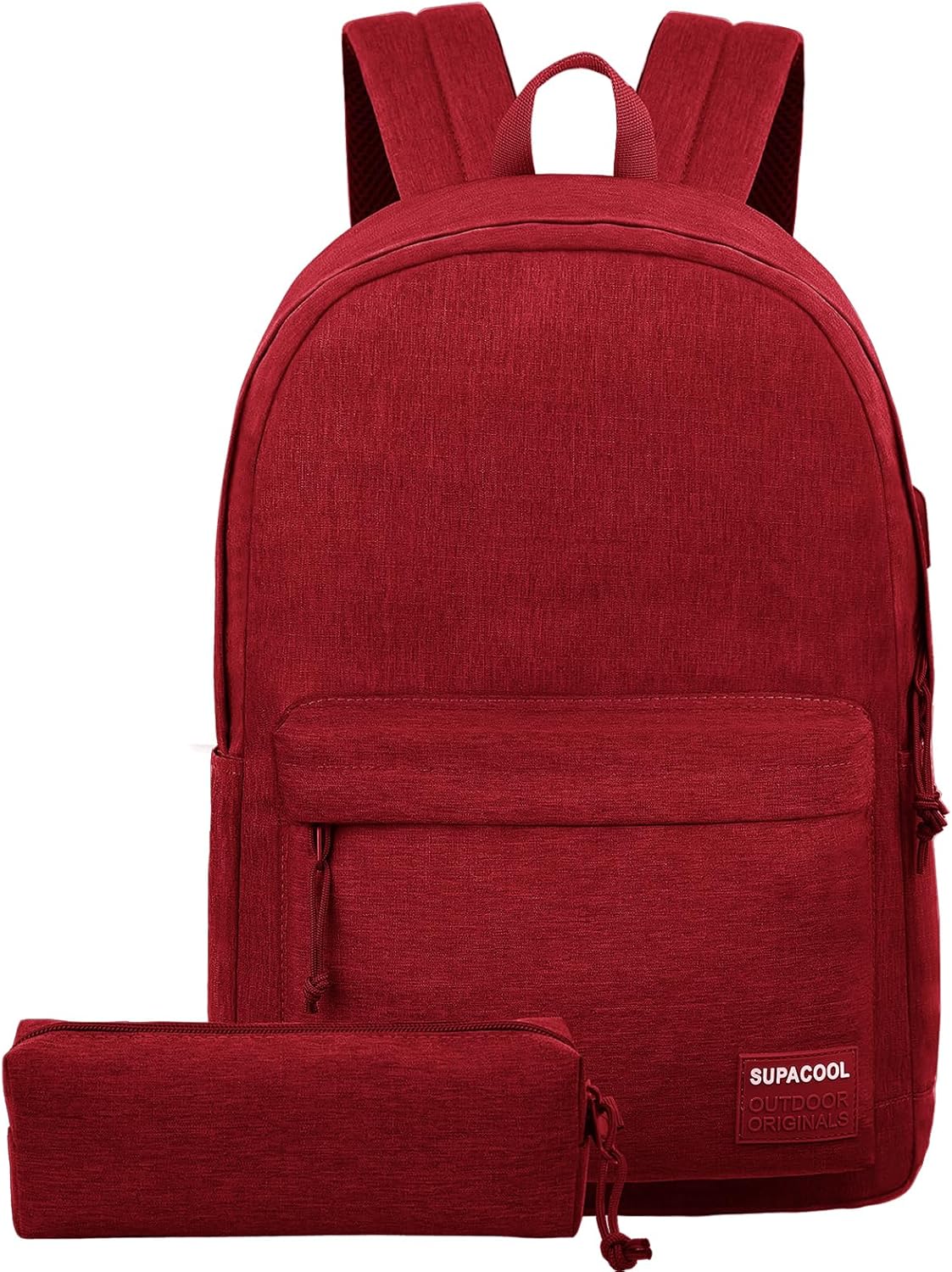 SUPACOOL Casual Laptop Backpack for Men and Women, School Backpack for Boys and Girls, College Bookbag, USB Charging Port, Lightweight Back Pack(Black)