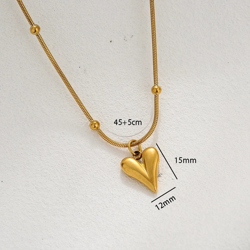 Cute Sweet Classic Style Heart Shape Floral Bow Knot 304 Stainless Steel Pendant Necklace