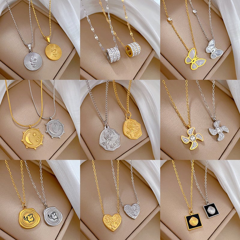 Fashion Geometric Titanium Steel Electroplating Necklaces