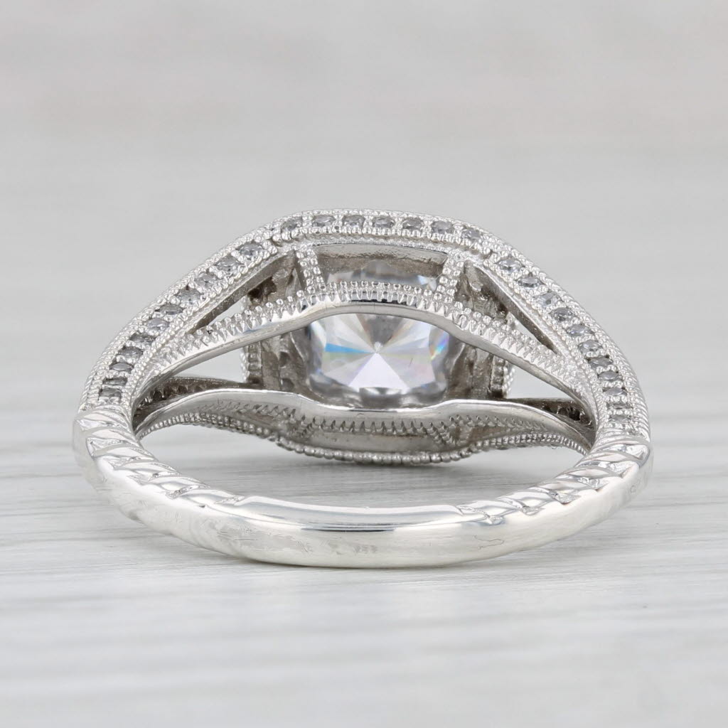 1.46ctw Cubic Zirconia Halo Engagement Style Ring Sterling Silver Size 7.25