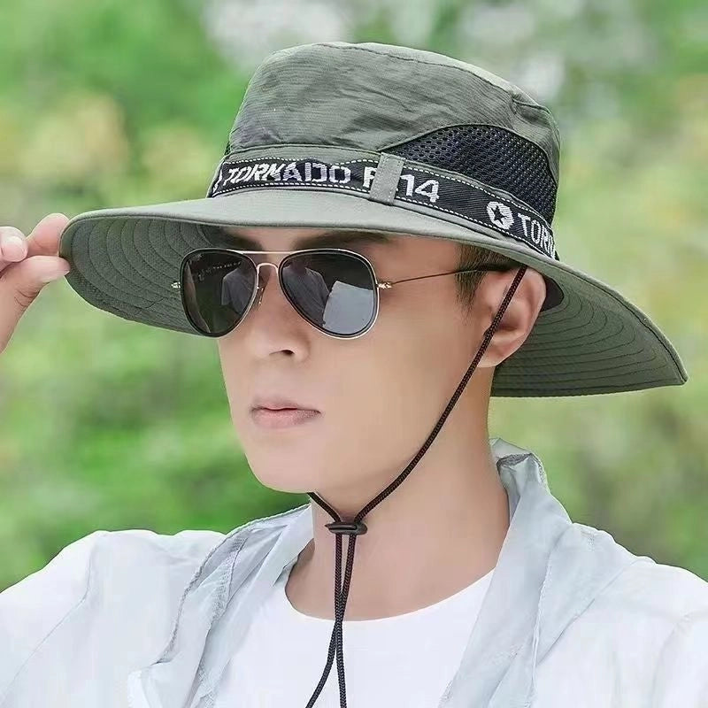 Men's Casual Minimalist Letter Printing Wide Eaves Sun Hat