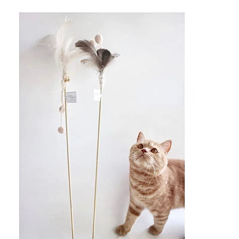 Lengthened teaser cat stick 70cm feather bell wearable cat toy