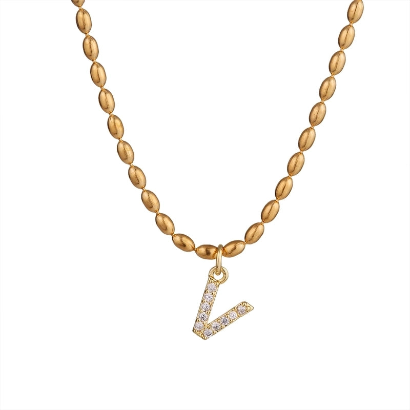 Shiny Letter Letter 304 Stainless Steel Necklace