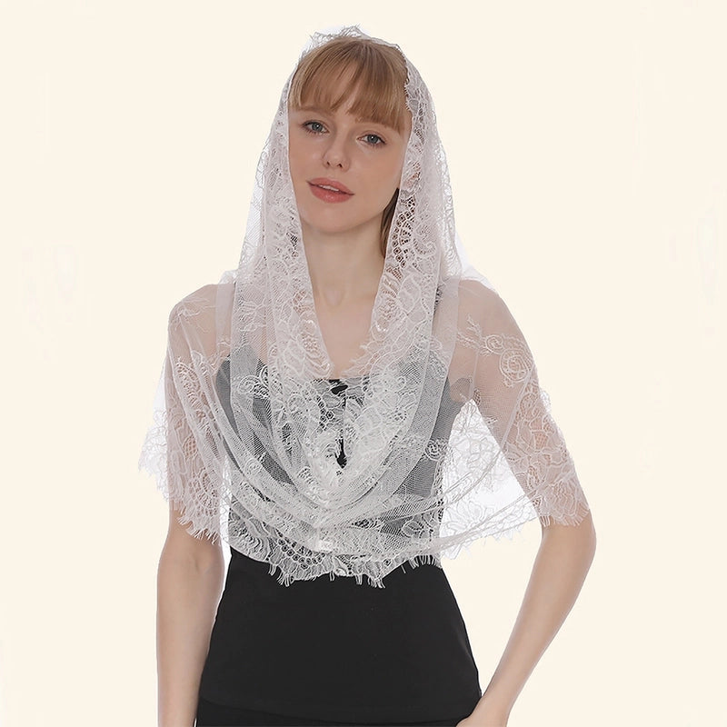 Women's Elegant Sweet Flower Polyester Lace Kerchief