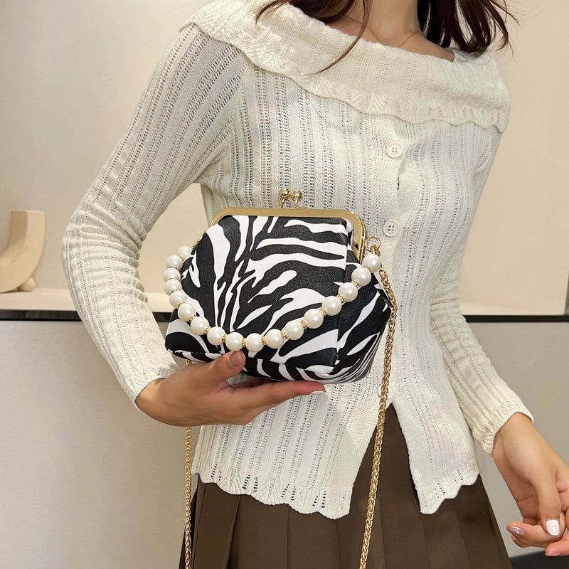 Women's Small Pu Leather Leopard Basic Vintage Style Square Buckle Shoulder Bag Crossbody Bag