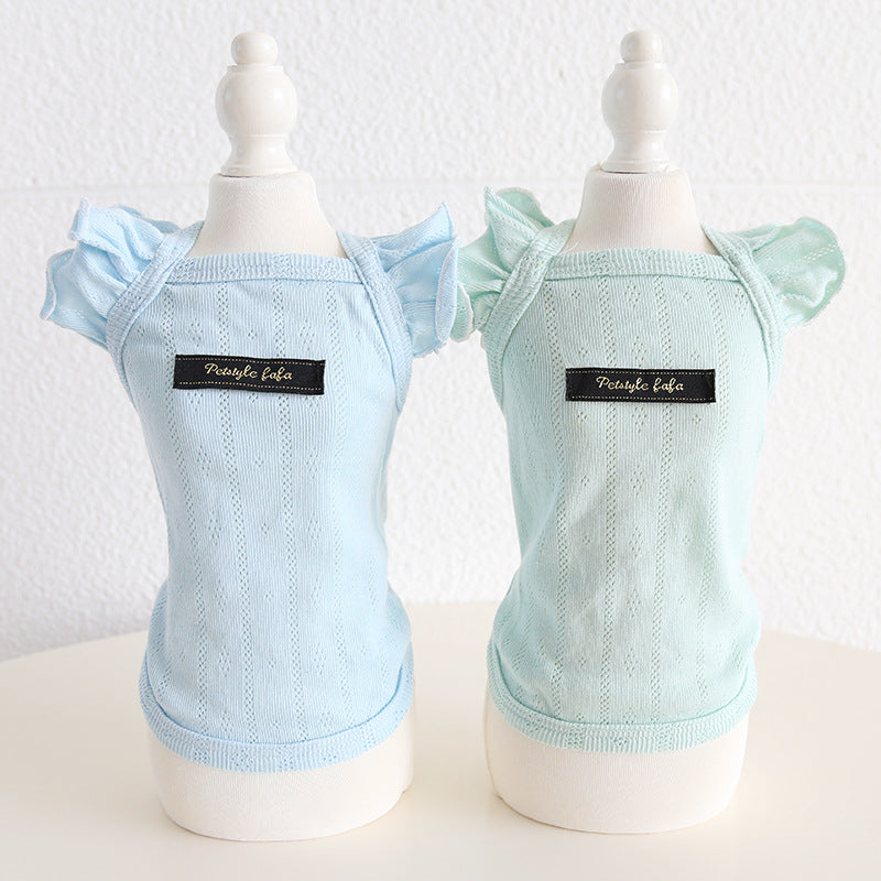 Breathable Cotton Ruffled Sleeves Dog Cat Vest
