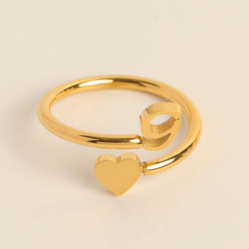 Fashion Letter 304 Stainless Steel Gold Plated Plating Stainless Steel Rings