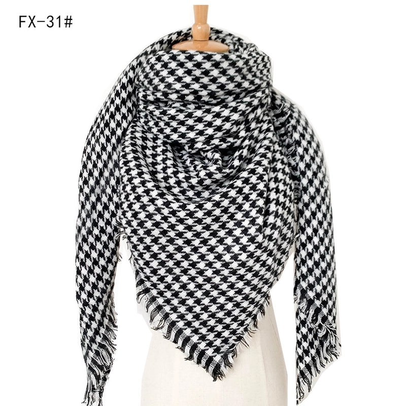 Autumn And Winter New Scarf Cashmere Acrylic Black Beige Plaid Square Scarf Women's Shawl