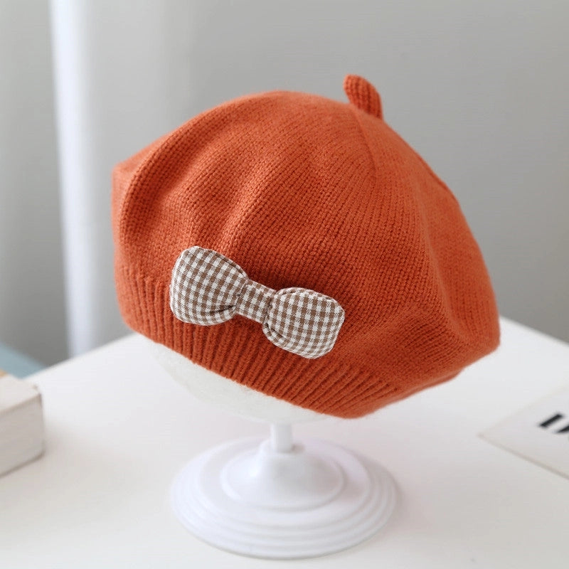 Children's Beret Baby Girl's Hat Autumn And Winter Korean Style Western Style Baby Girl's Knitted Wool Painter's Hat Trendy