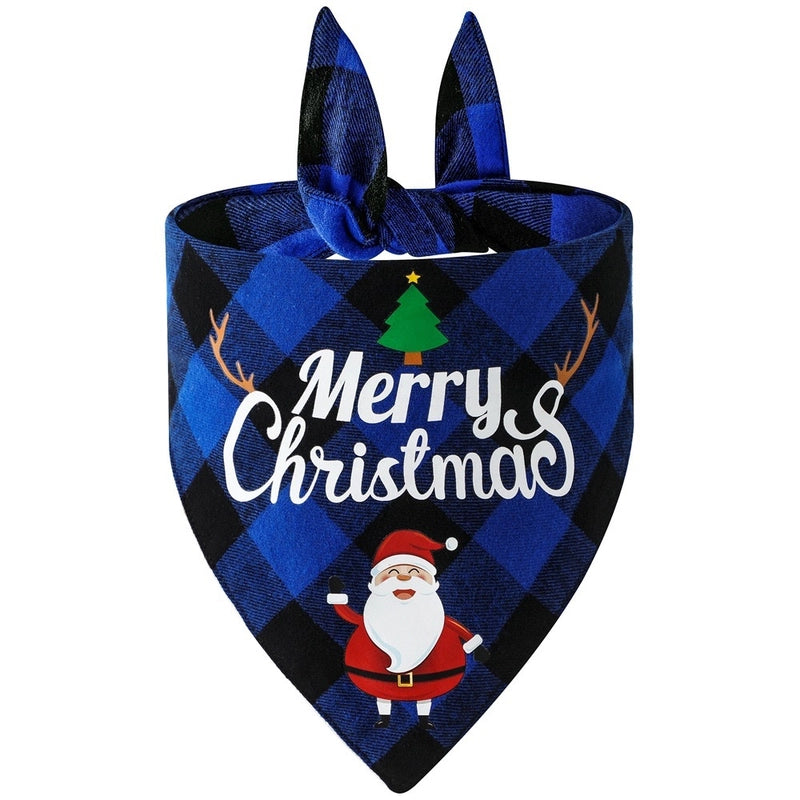 Minimalist Classic Style Polyester Christmas Santa Claus Letter Lattice Pet Saliva Towel